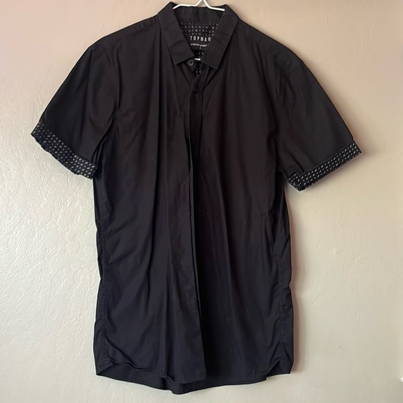 Topman Black Stretch Skinny Fit Button Down - Picture 1 of 4